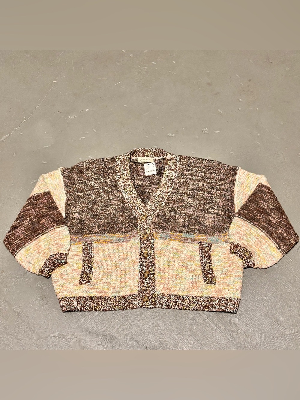 Free People Isabella Colorblock Cardigan Moonbeam Combo Sweater Womens S